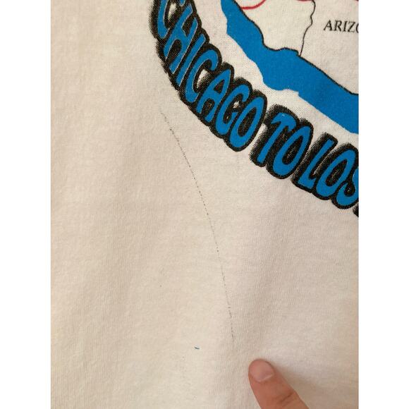 90s VTG Get Your Kicks On Route 66 T-Shirt Size M Unisex White Graphic - Picture 2 of 7